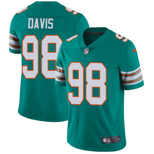 Nike Dolphins #98 Raekwon Davis Aqua Green Alternate Youth Stitched NFL Vapor Untouchable Limited Jersey